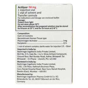 ACTILYSE 50MG INJ 1s 2