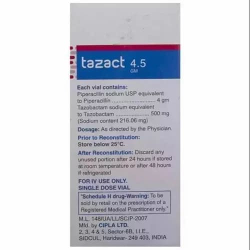 Tazact Inj 4.5gm 5ml - pharmville